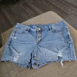 Maurices Blue Jean Shorts with Distressed Hem